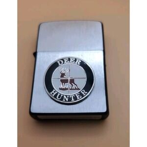 Zippo Lighter With A Deer Hunter Medallion Silver And Black 2012